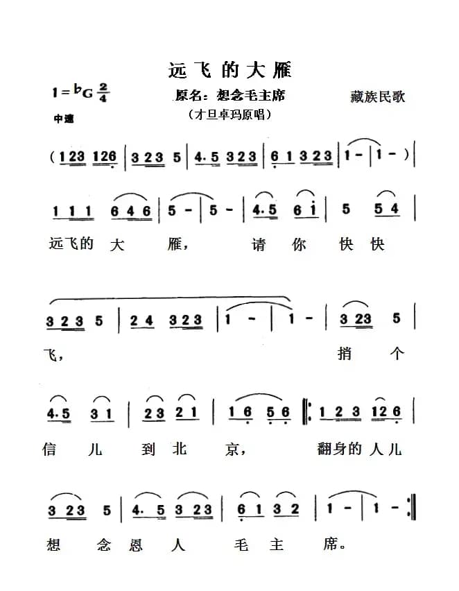 远飞的大雁（原歌名：想念毛主席）