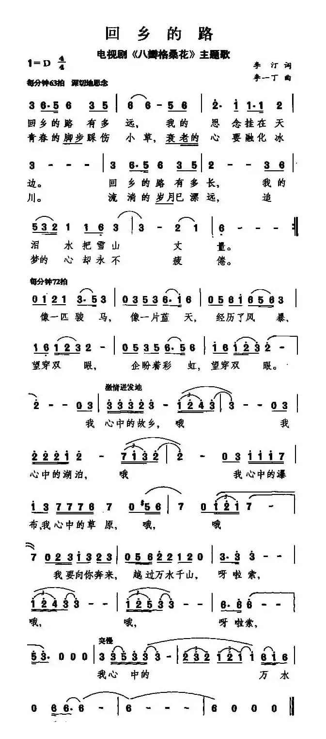 回乡的路（电视剧《八瓣格桑花》主题歌）