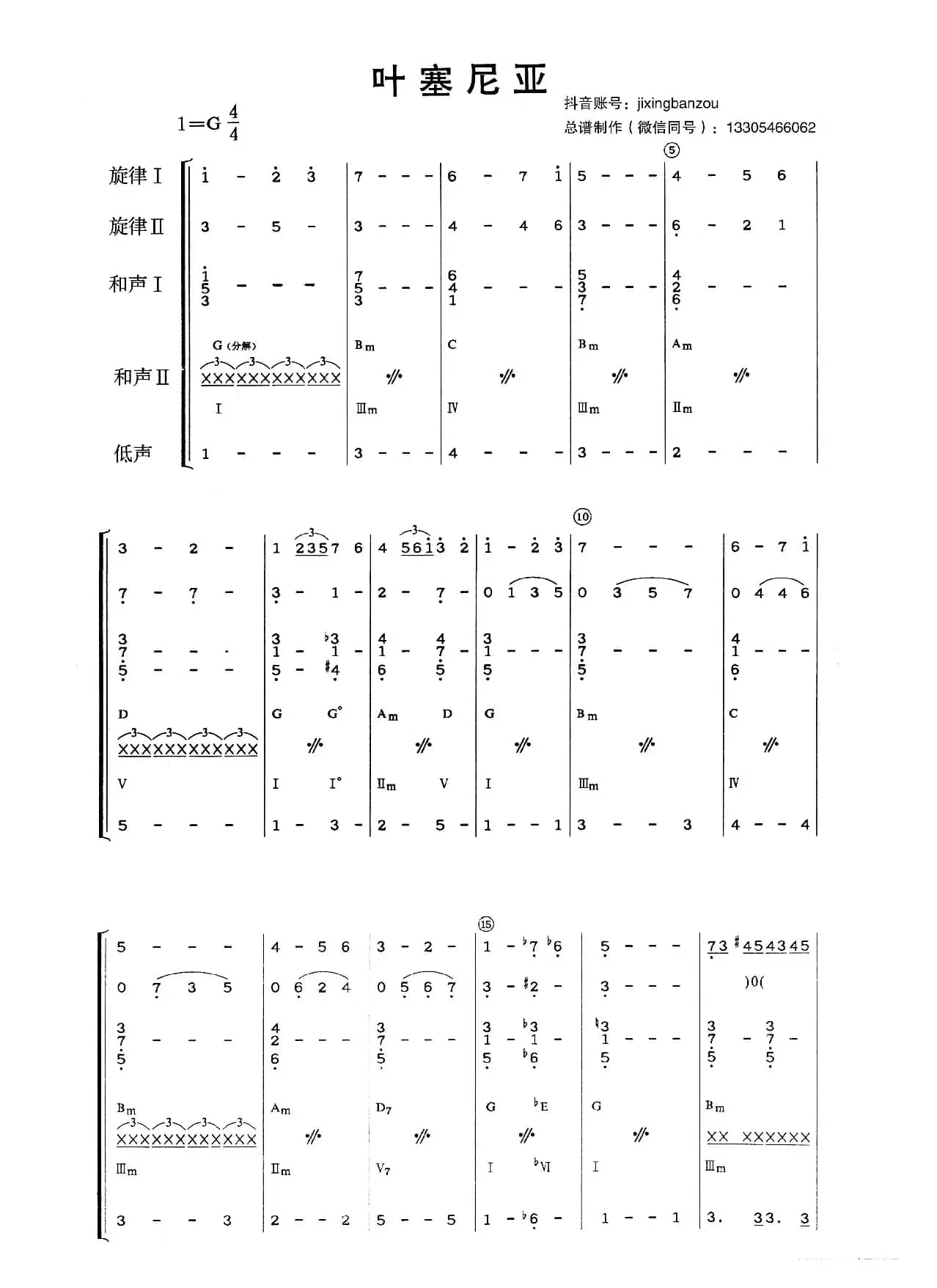 叶塞尼亚（乐队总谱）