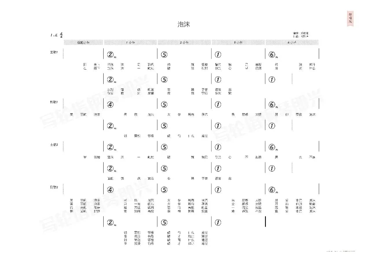 泡沫（简和谱）
