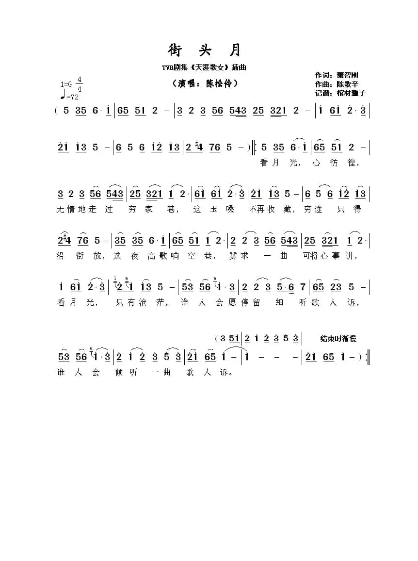 街头月（TVB剧集《天涯歌女》插曲）