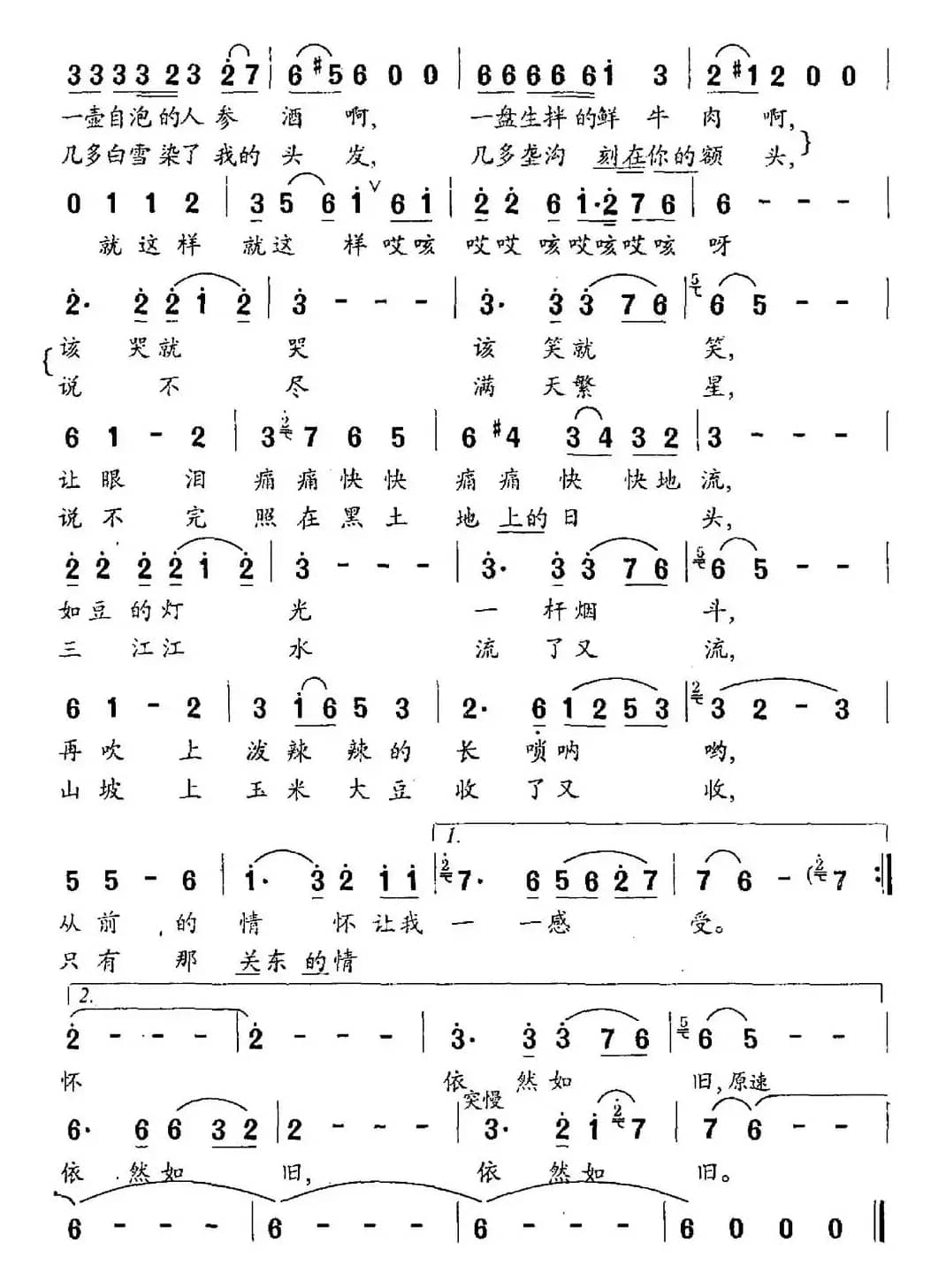 关东的朋友（白立平词 李志祥曲）