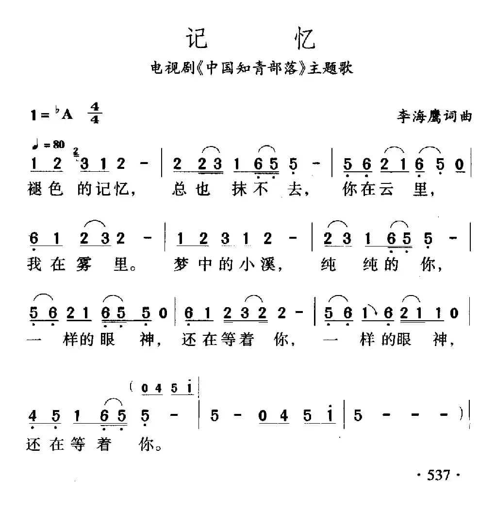 记忆（电视剧《中国知音部落》主题歌）