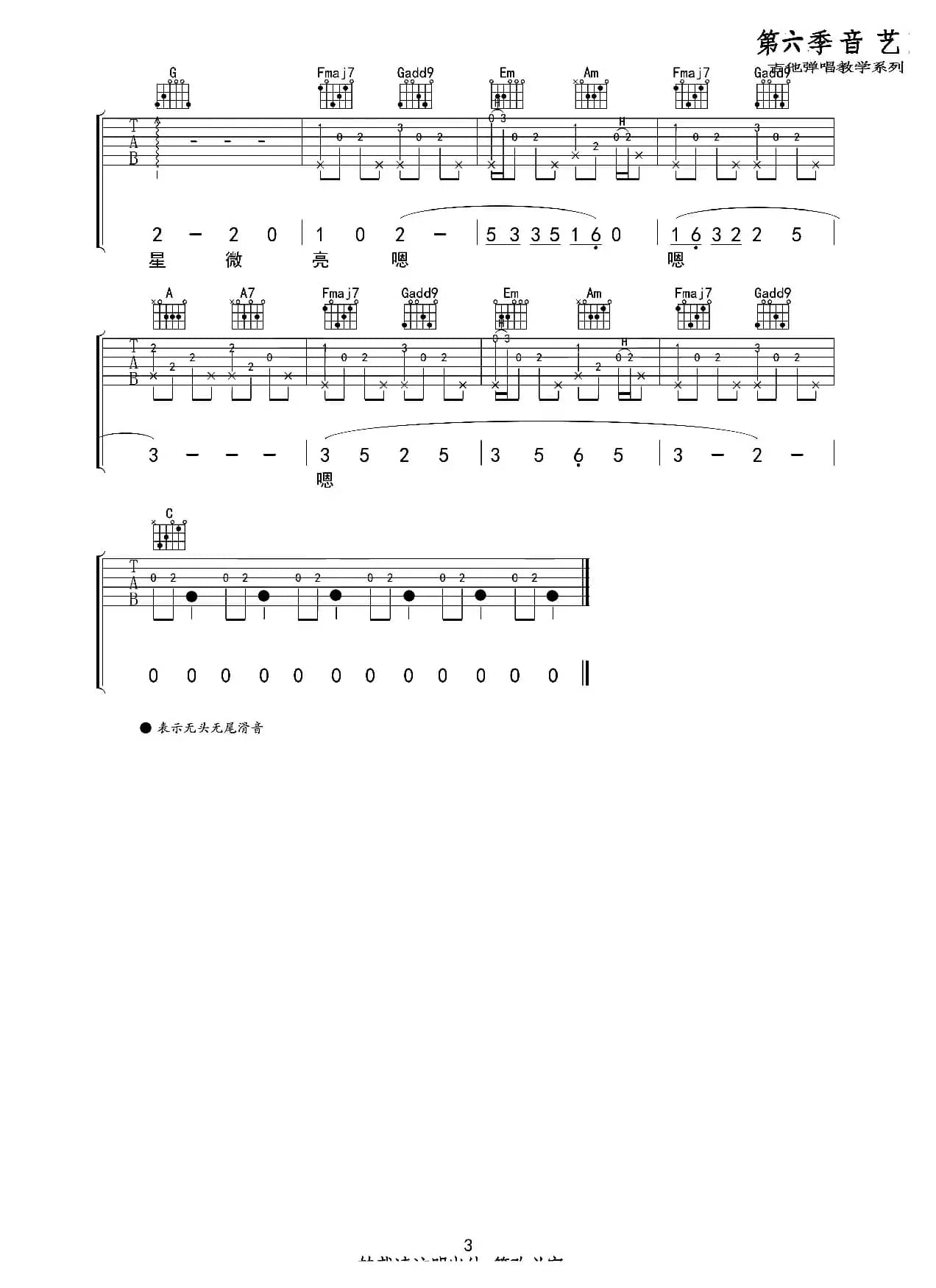 船子（吉他六线谱）