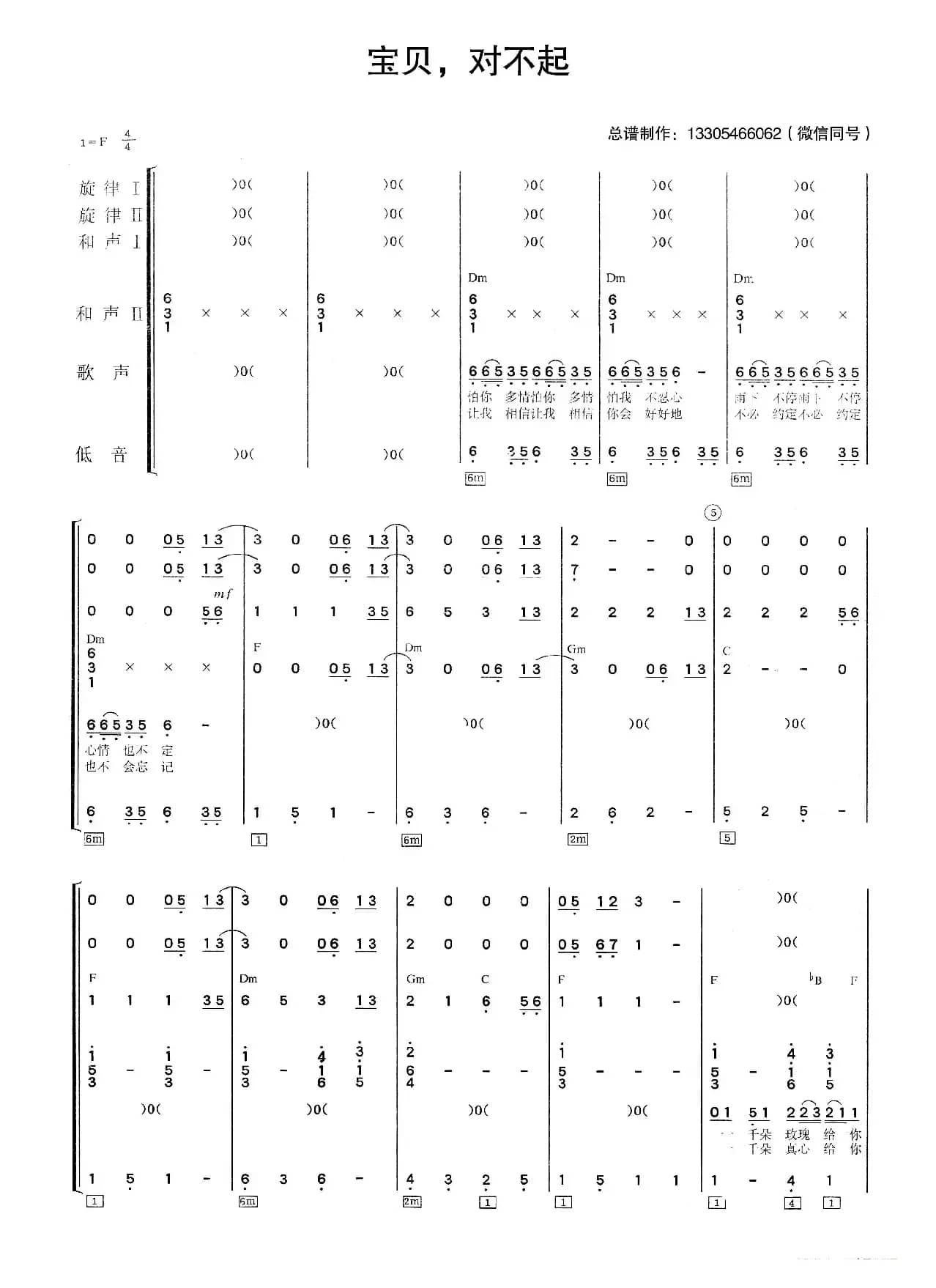 宝贝，对不起（乐队总谱）