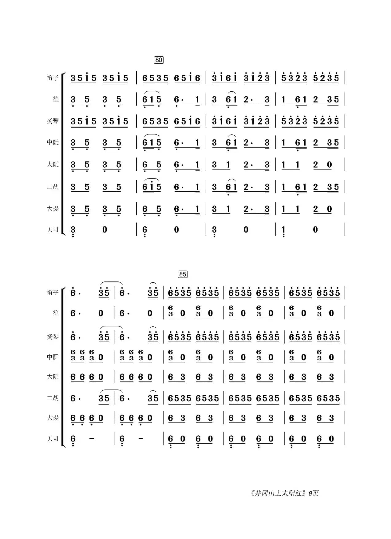 井冈山上太阳红（民乐合奏总谱）
