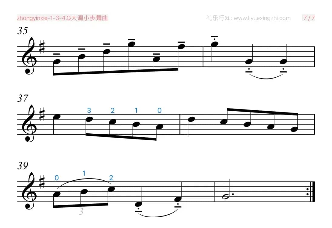 G大调小步舞曲-巴赫 [大字排版]（小提琴）