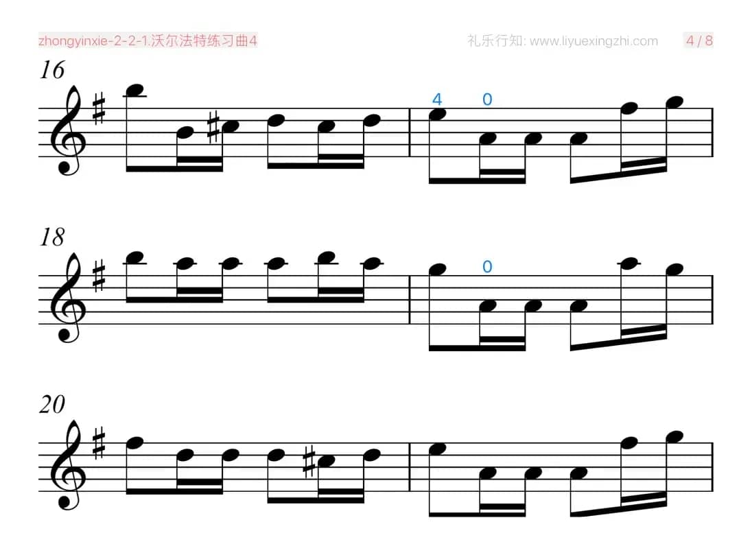 沃尔法特练习曲No.4（小提琴）