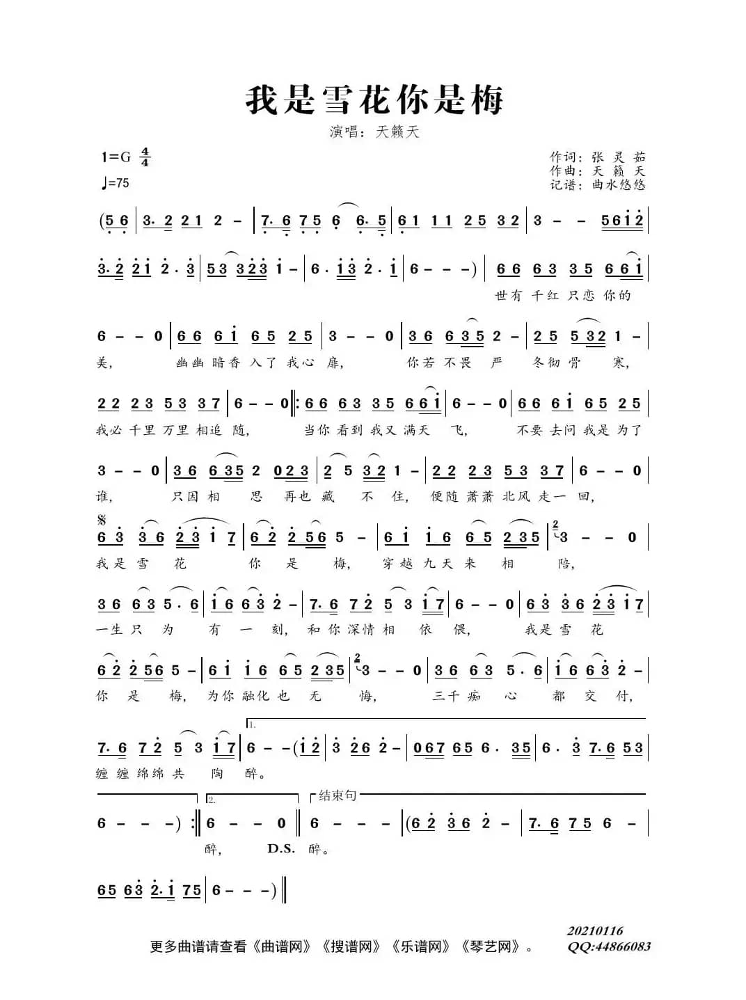 我是雪花你是梅（演唱：天籁天）