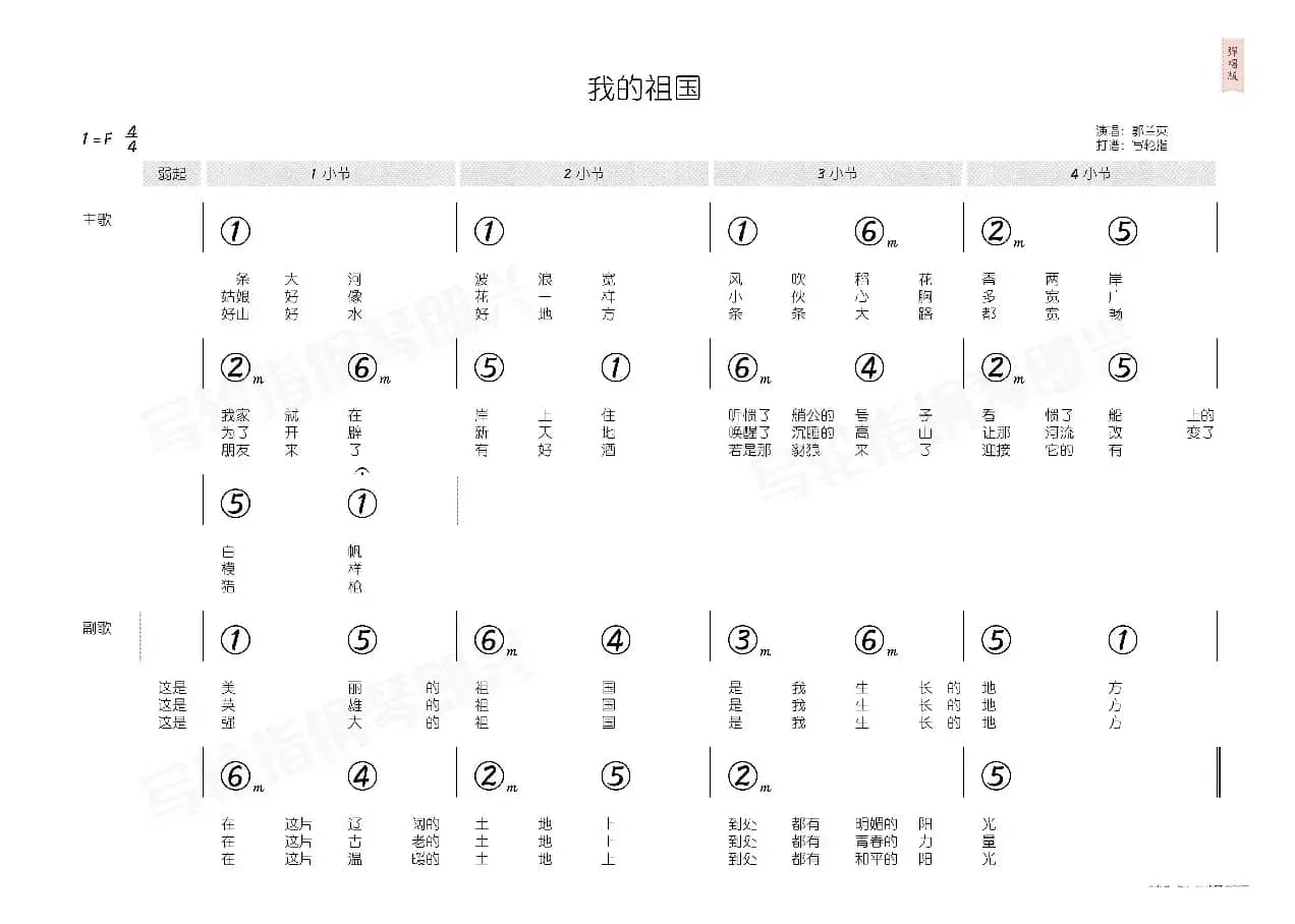 我的祖国（简和谱）