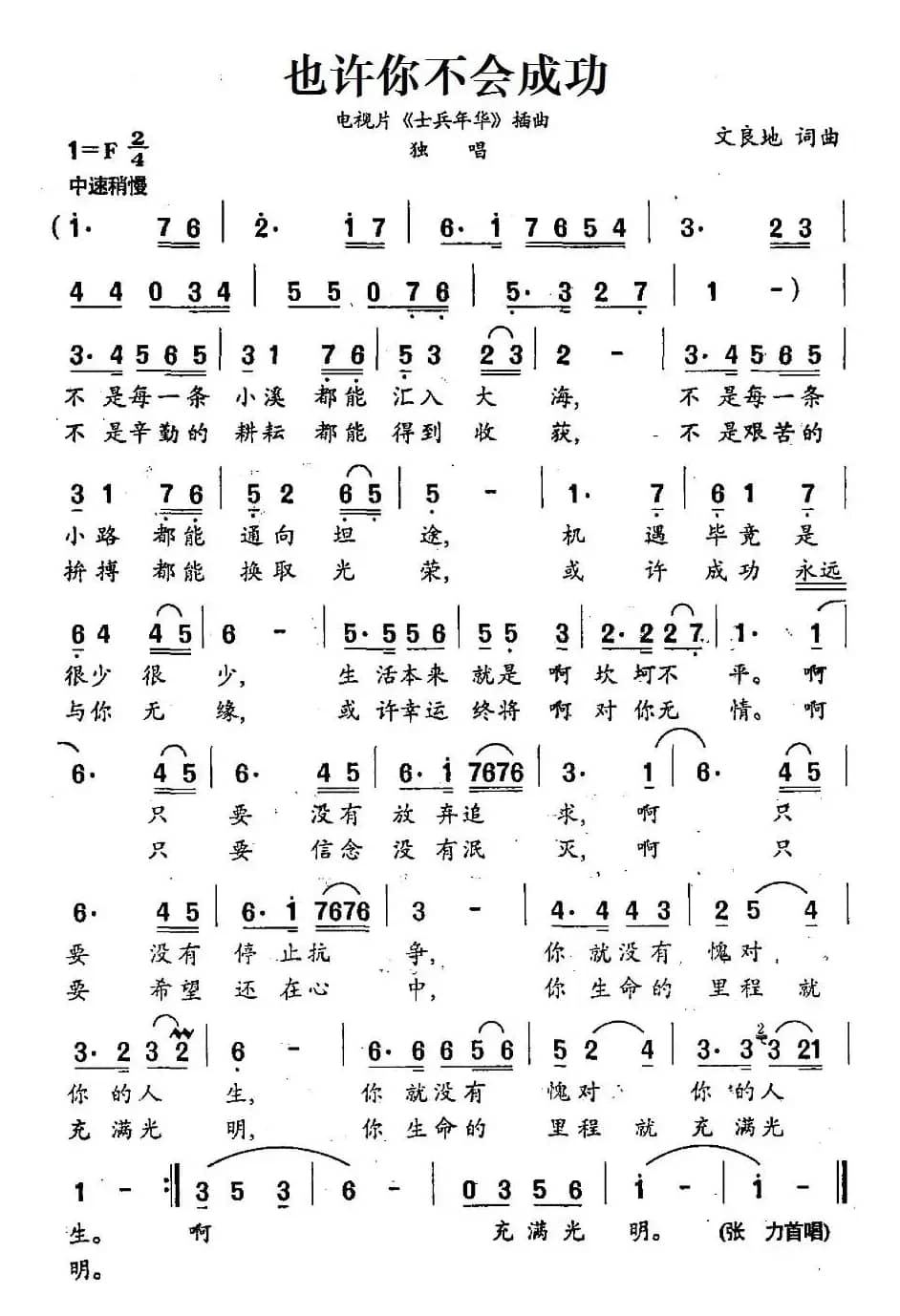 也许你不会成功（电视片《士兵年华》插曲）