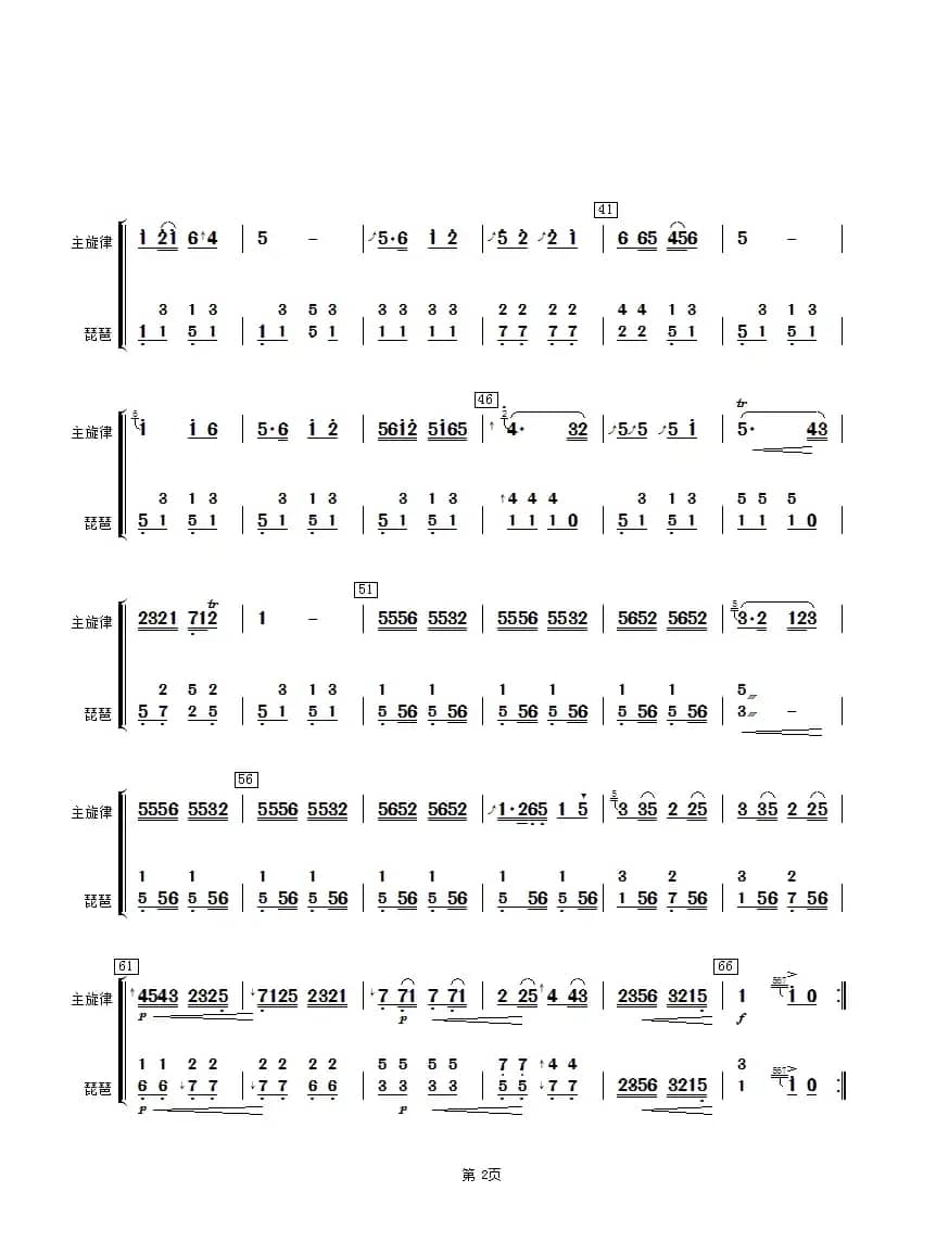 喜洋洋（琵琶分谱）