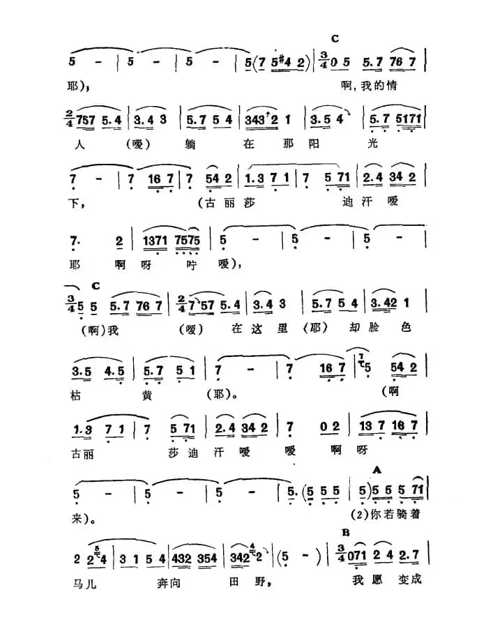 古丽娜迪汗（新疆伊犁 维吾尔民歌 第九套《我那戴花的情人》）