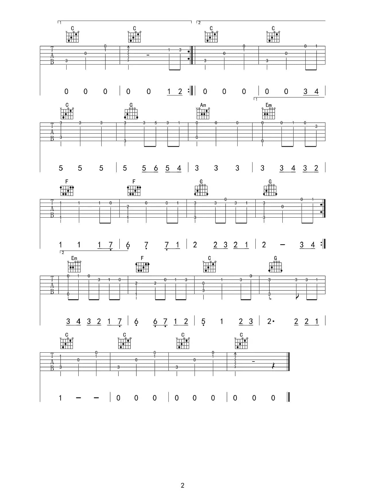 千与千寻（吉他谱、完整指弹版）