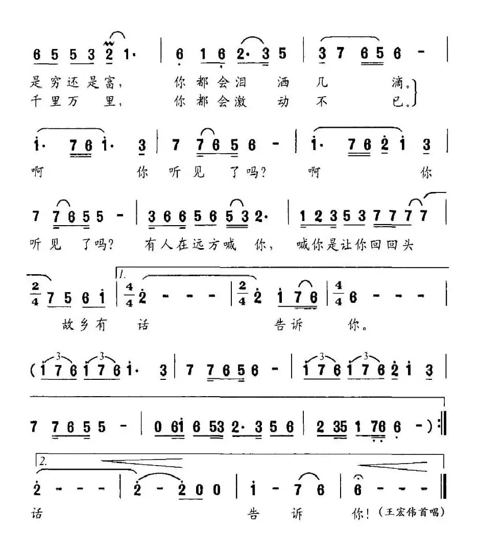 故乡有话告诉你(石顺义词 刘琦曲)