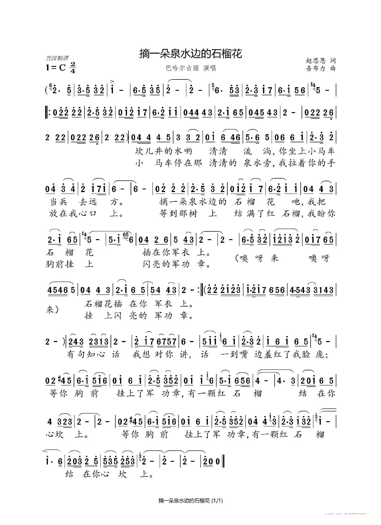 摘一朵泉水边的石榴花