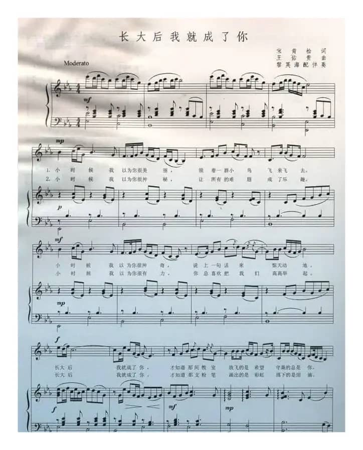 长大后我就成了你（正谱、黎英海配伴奏版）
