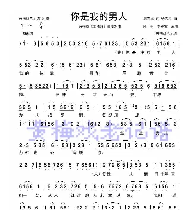 你是我的男人（黄梅戏《王能珍》对唱）