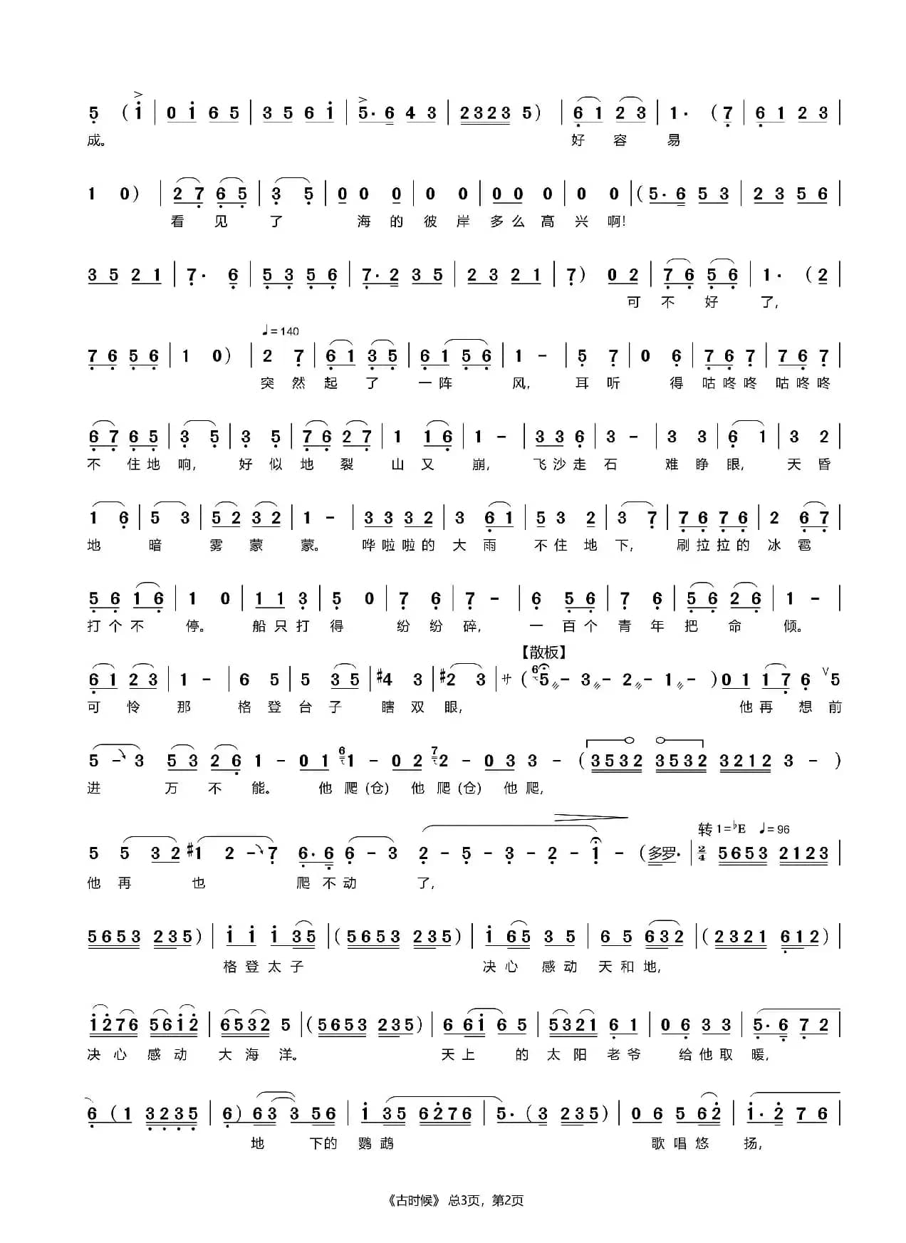 古时候（评剧《金沙江畔》）