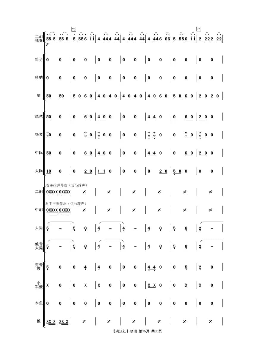 满江红（二胡独奏曲民乐伴奏总谱）