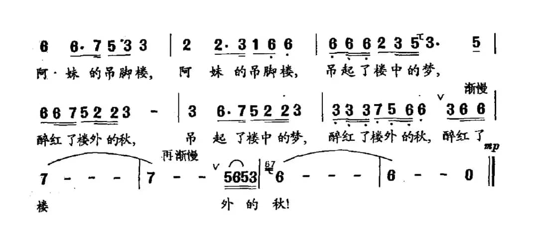 吊脚楼里的阿妹（廖泽川词 王辉曲）
