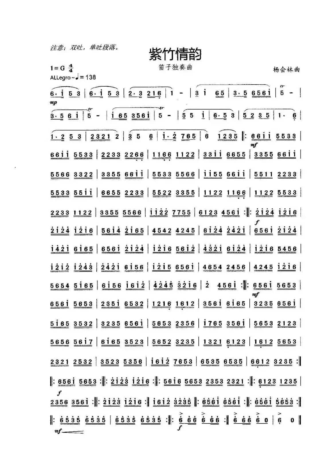 紫竹情韵（笛子独奏曲）