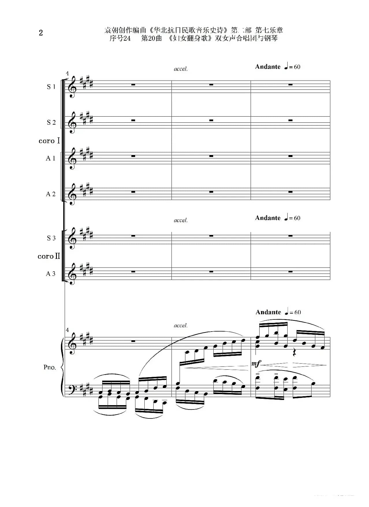 序号24第20曲《妇女翻身歌》双女声合唱团与钢琴