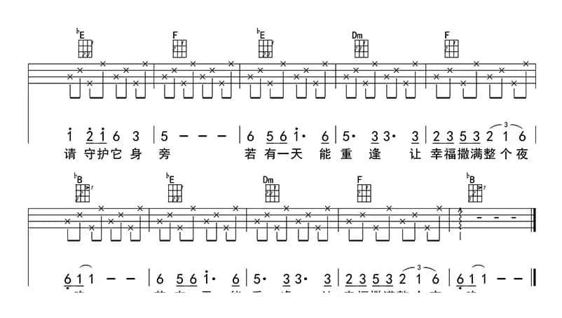 城里的月光（ukulele四线谱）