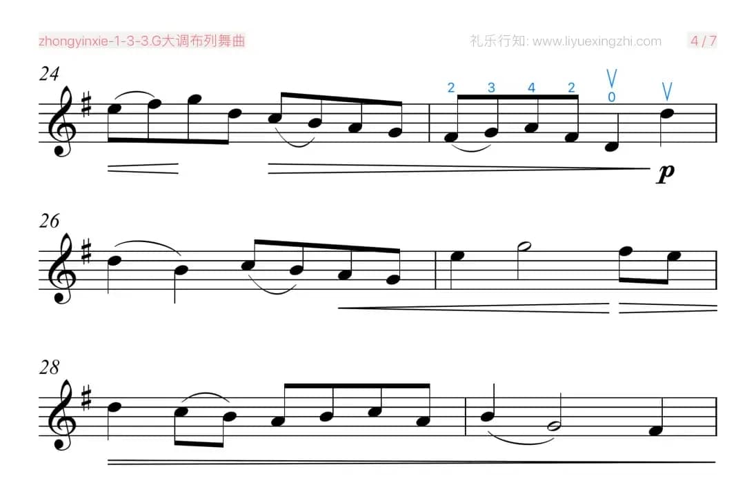 G大调布列舞曲 [大字排版]（小提琴）