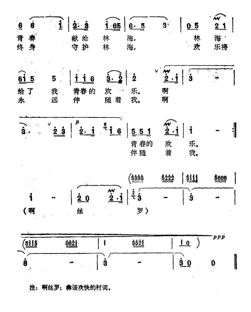护林员之歌（王致铨词 李景铄 张用生曲）