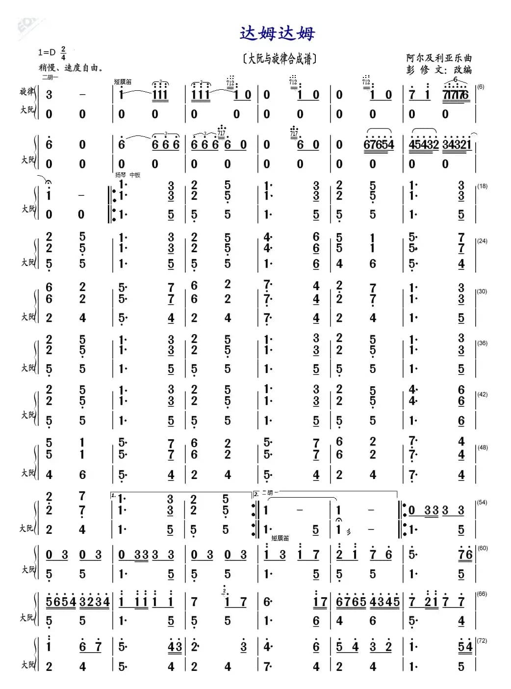 达姆达姆（大阮与旋律合成谱）