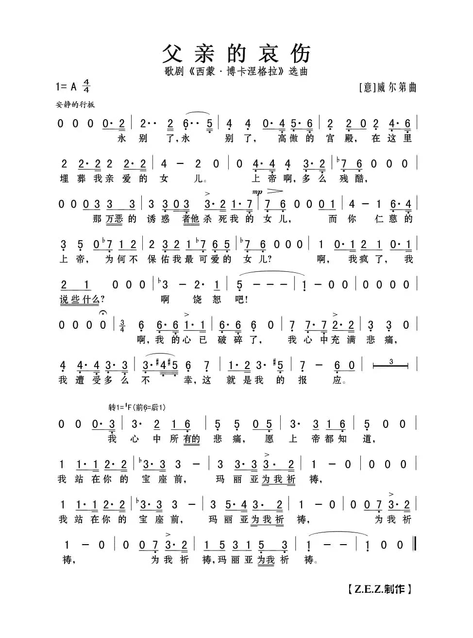 父亲的哀伤（歌剧《西蒙•博卡涅格拉·》选曲）