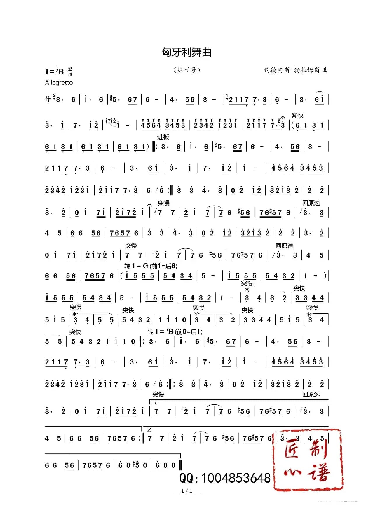 匈牙利舞曲（竹笛独奏）