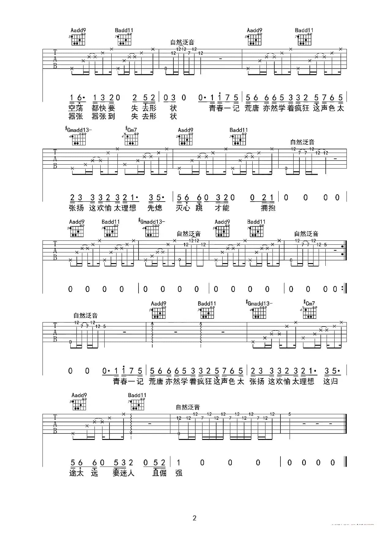 白羊（吉他六线谱）