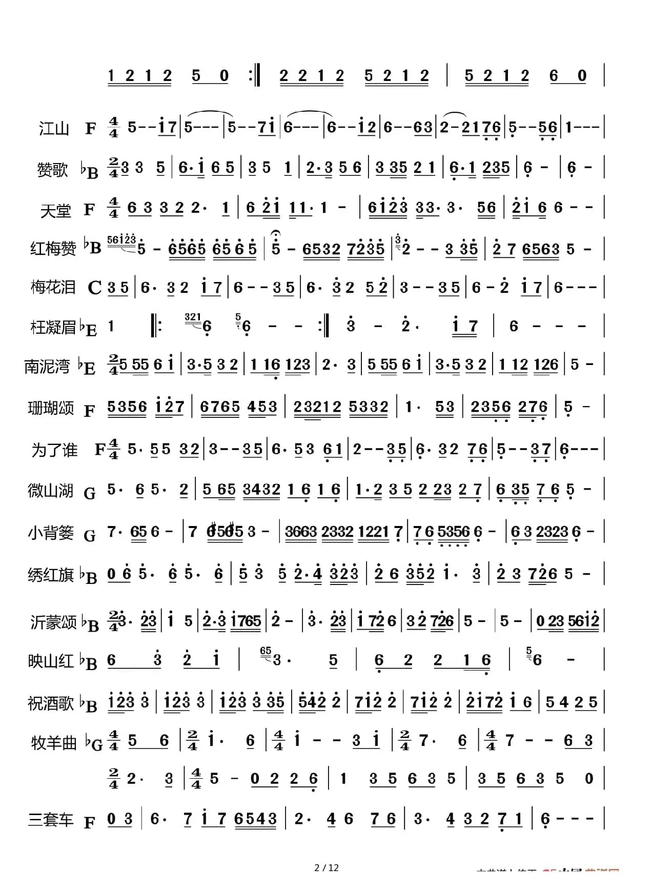 歌曲前奏集锦（共12页150首）