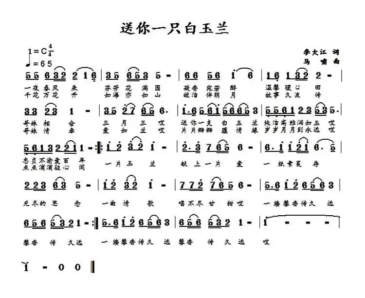 送你一支白玉兰