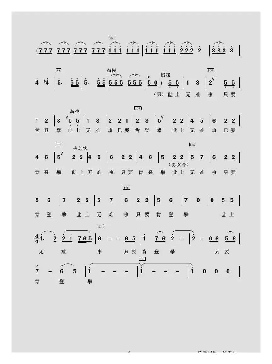 水调歌头-重上井冈山（钱卫忠记合唱谱）