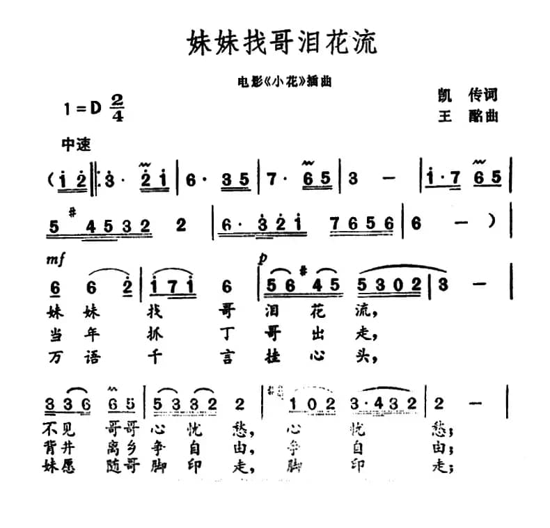 妹妹找哥泪花流(电影《小花》插曲)
