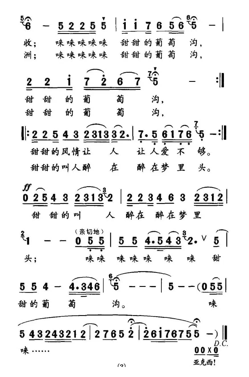甜甜的葡萄沟（许德清词 张爱兵曲）