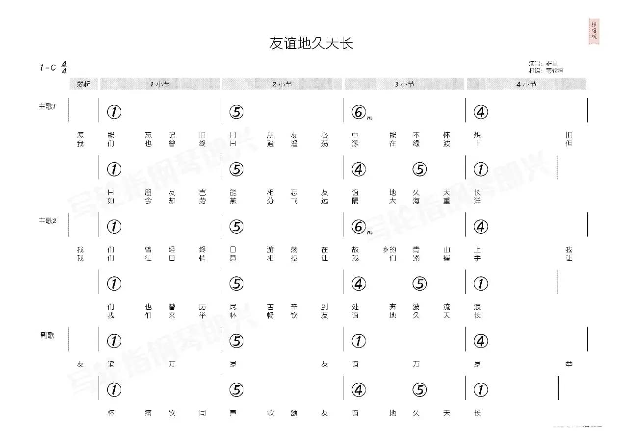 友谊地久天长（简和谱）