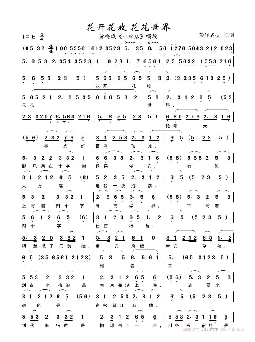 花开花放 花花世界（黄梅戏《小辞店》）