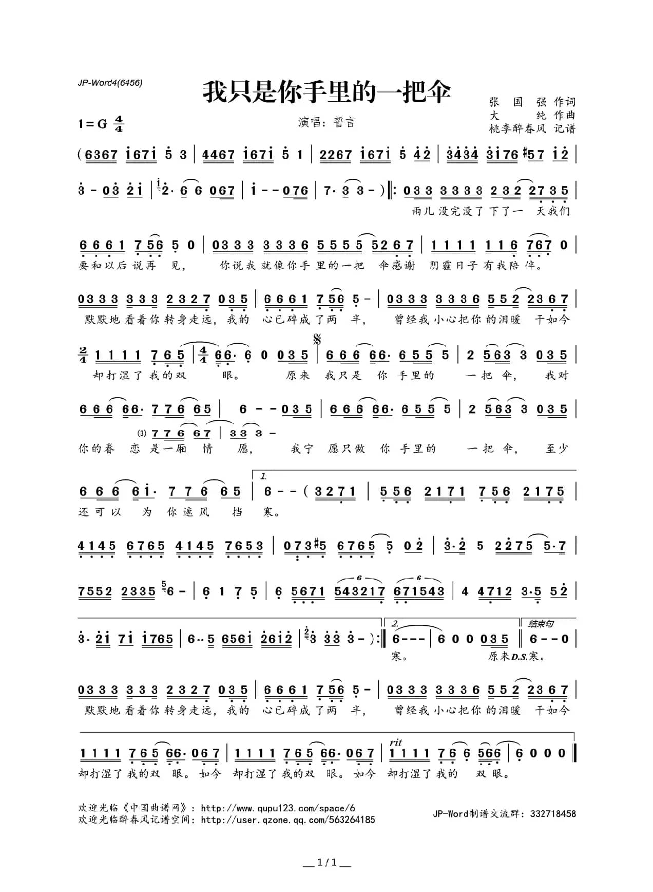 我只是你手里的一把伞