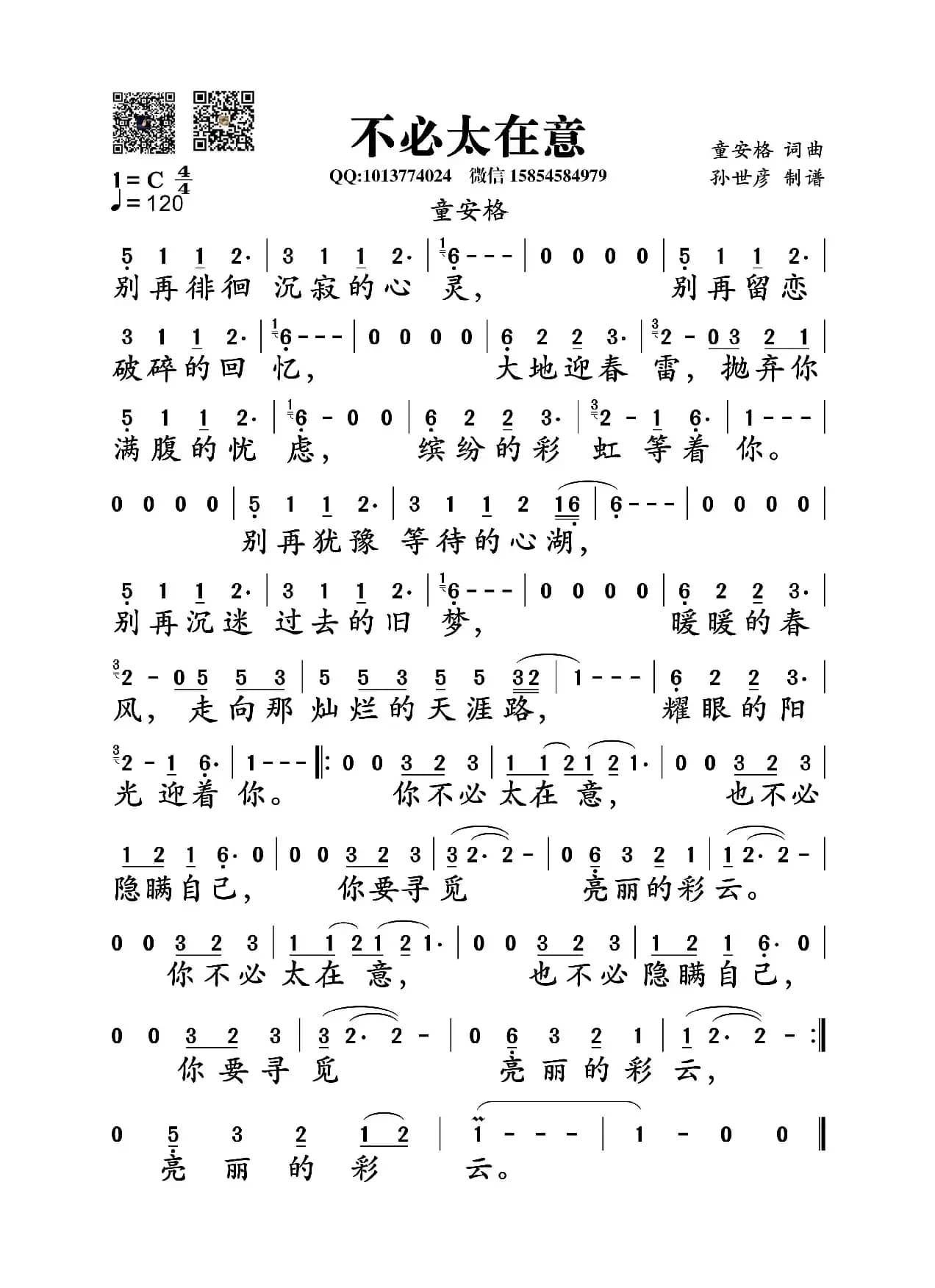 不必太在意（童安格词曲）