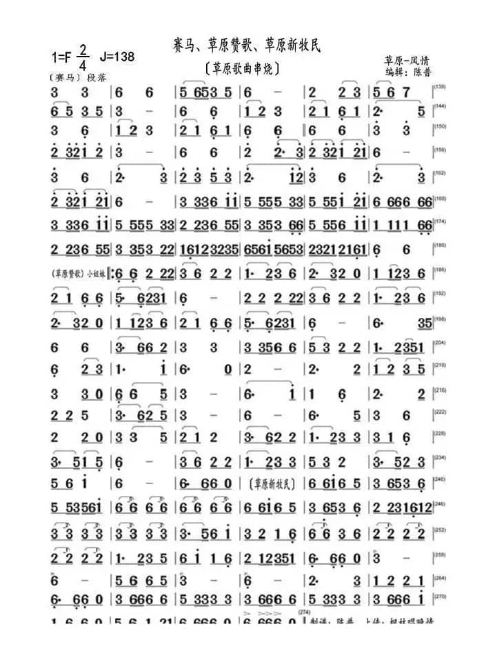 赛马、草原赞歌、草原新牧民（草原歌曲串烧之二）