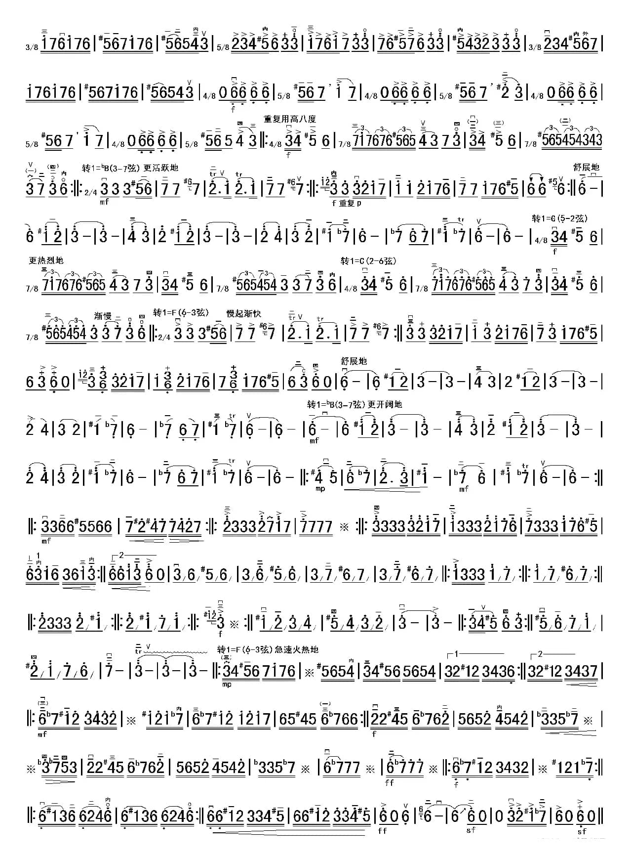 阳光照耀着塔什库尔干二胡谱（双页高清）