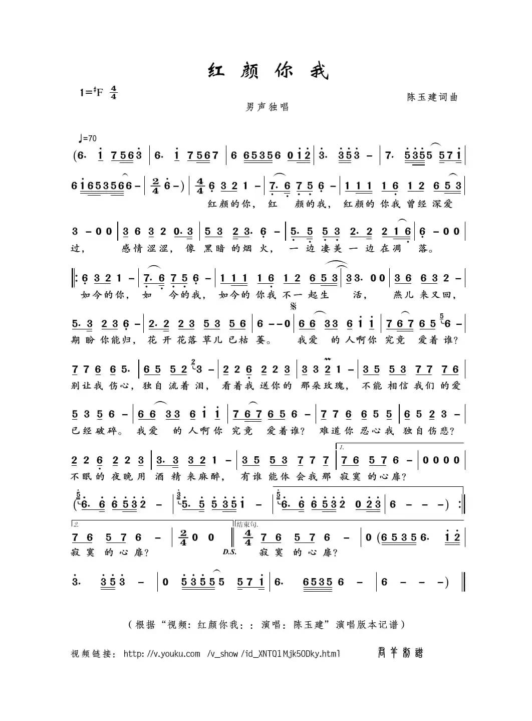 红颜你我（陈玉建词曲）