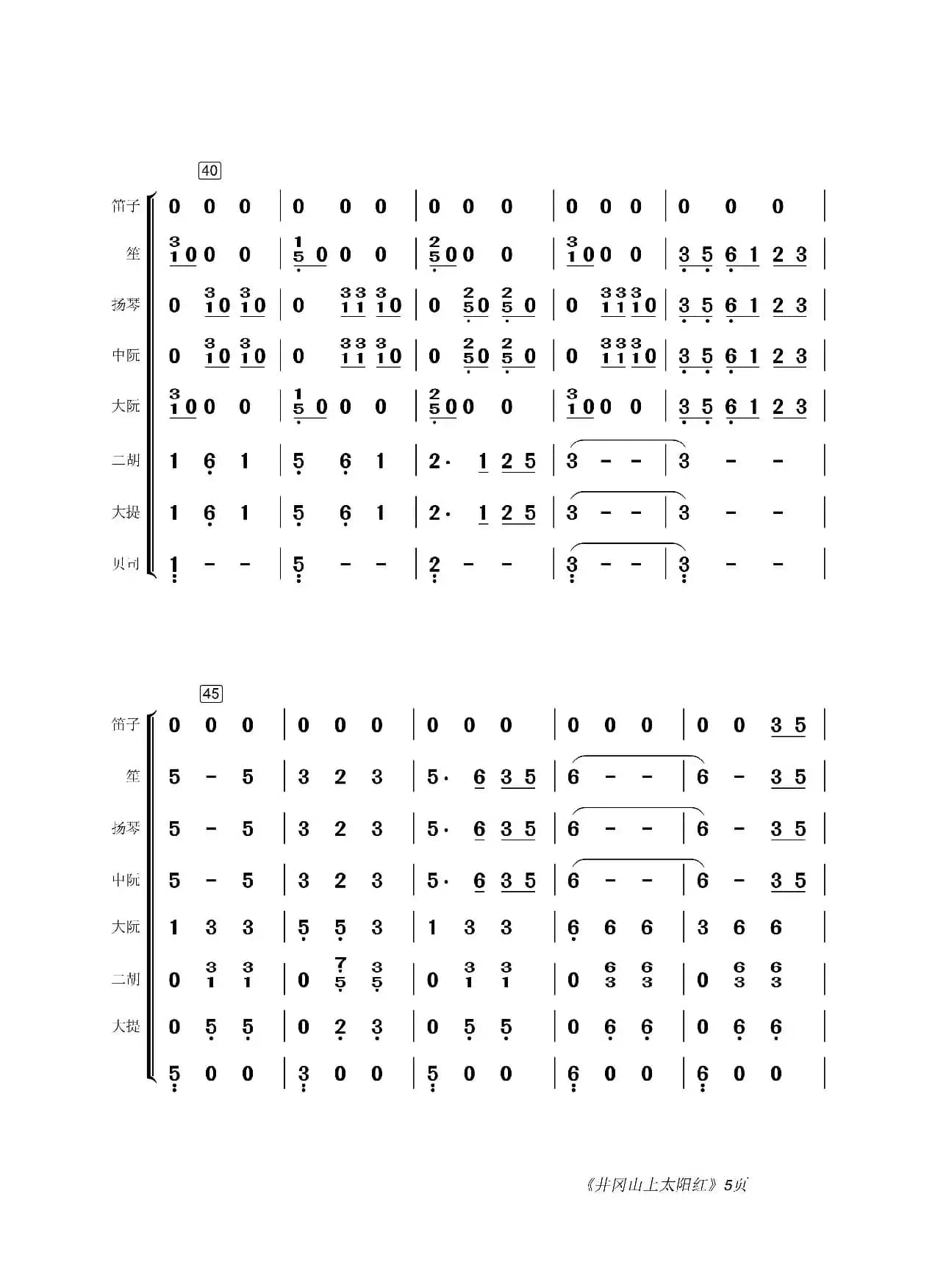 井冈山上太阳红（民乐合奏总谱）