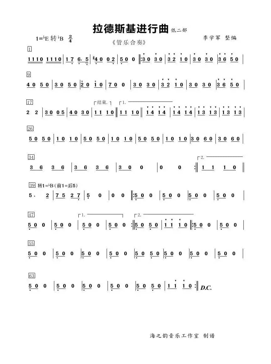 《拉德斯基进行曲》总谱（管乐合奏总谱）