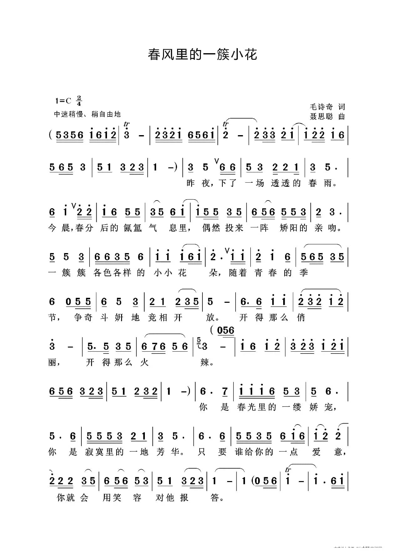 春风里的一簇小花