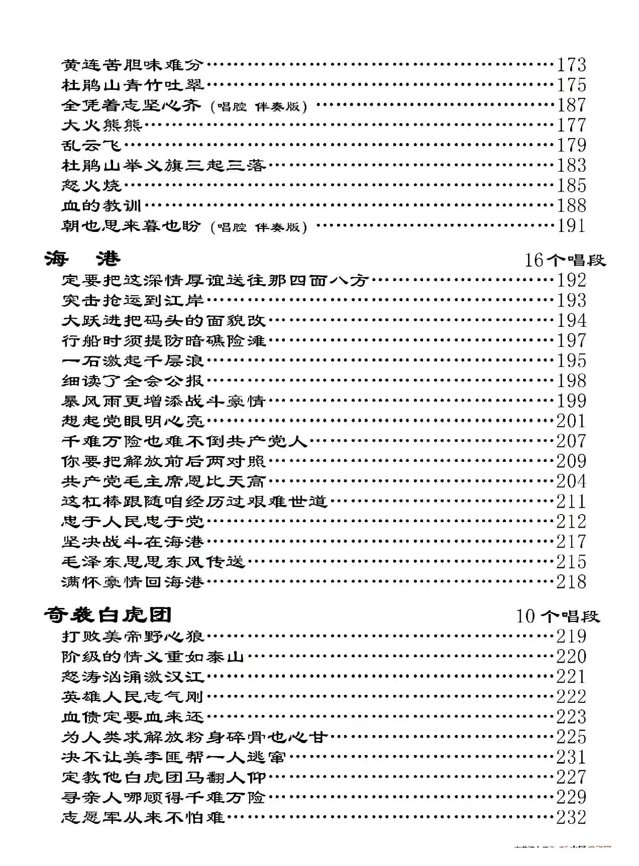 样板戏电子书目录